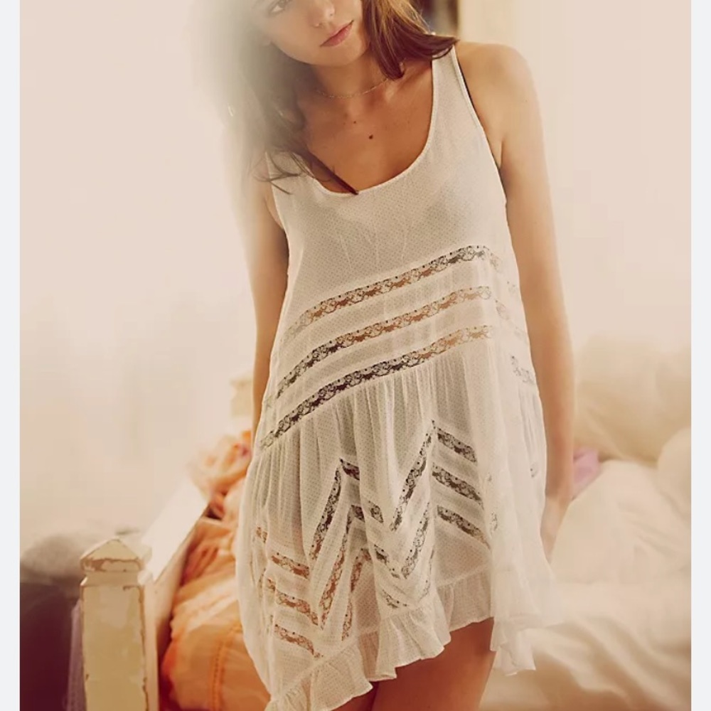 Free People Voile and Lace Trapeze Slip XS